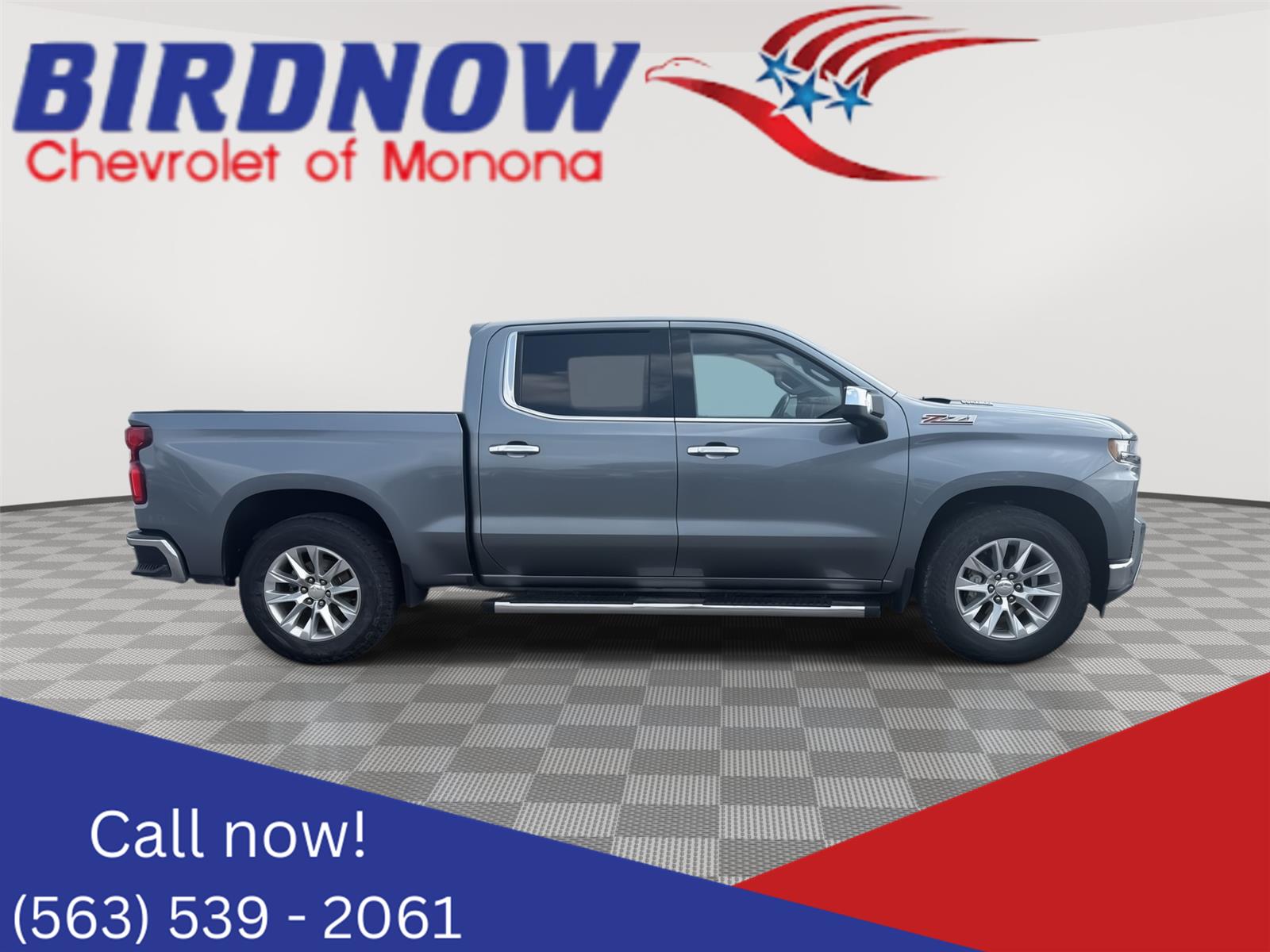 Gray (Satin Steel Metallic) 2021 Chevrolet Silverado 1500 LTZ Crew Cab 4WD Pickup Truck Four-Wheel Drive Automatic