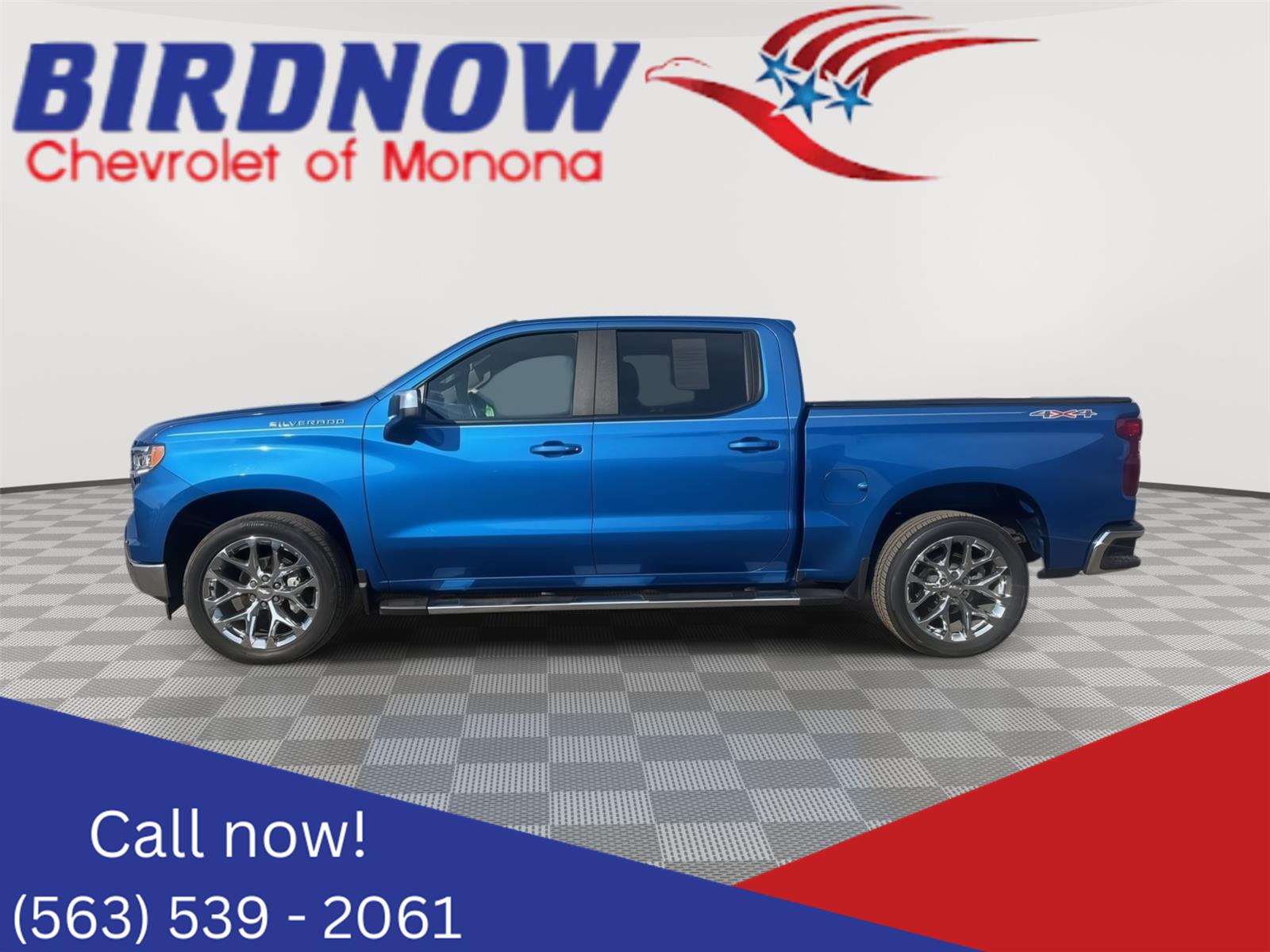 Blue 2022 Chevrolet Silverado 1500 LT Crew Cab 4WD Pickup Truck Four-Wheel Drive