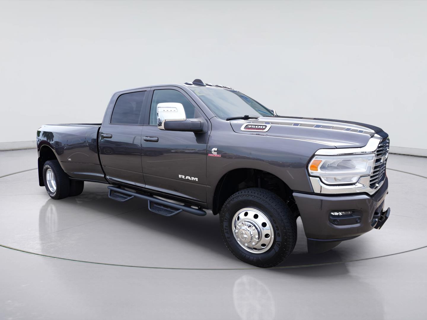 Gray (Granite Crystal Metallic Clearcoat) 2024 RAM 3500 Laramie Crew Cab LB DRW 4WD Pickup Truck Four-Wheel Drive 6-Speed Automatic