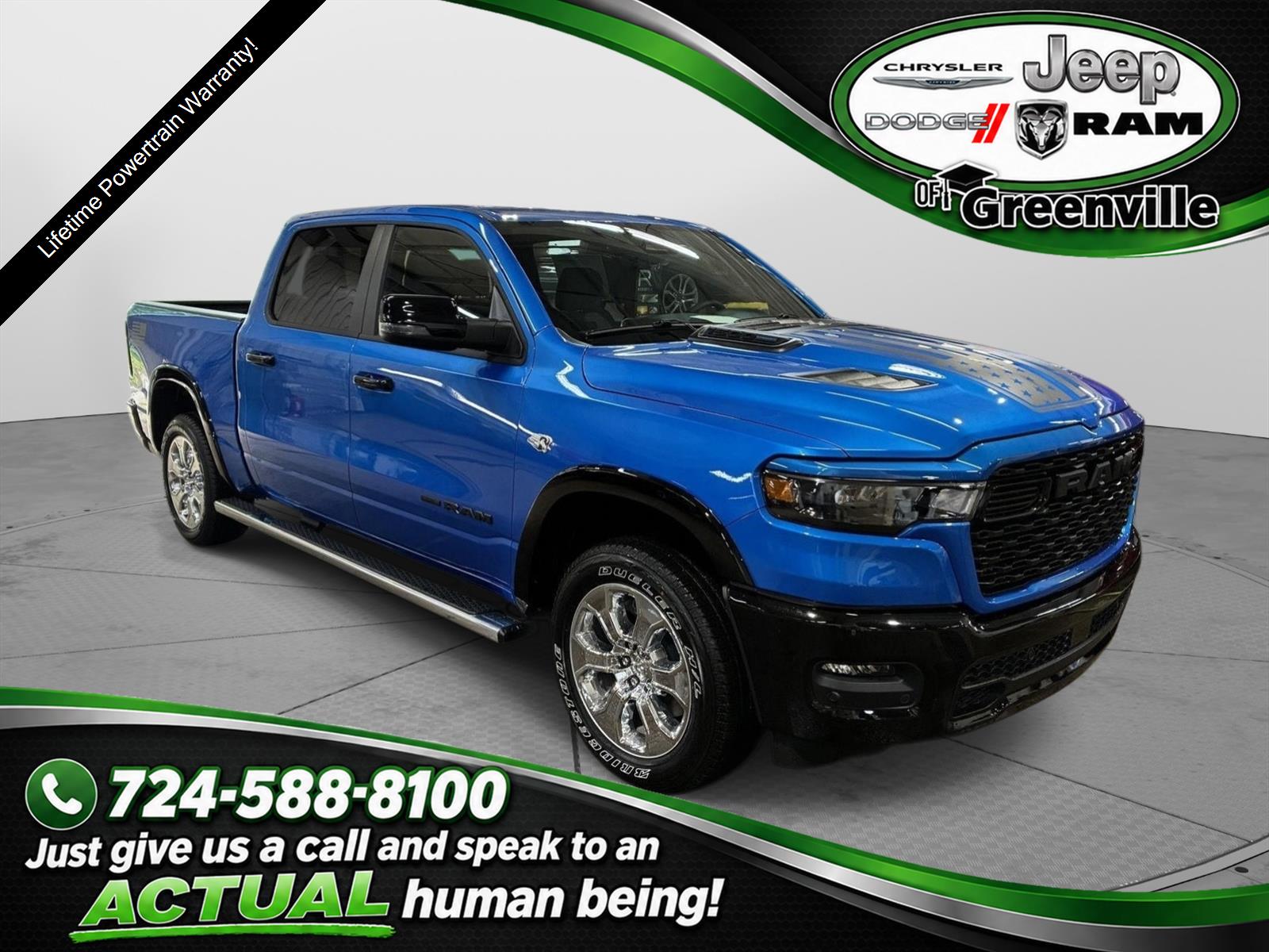 Hydro Blue Pearlcoat 2026 RAM 1500 Pickup Truck Four-Wheel Drive 8-Speed Automatic