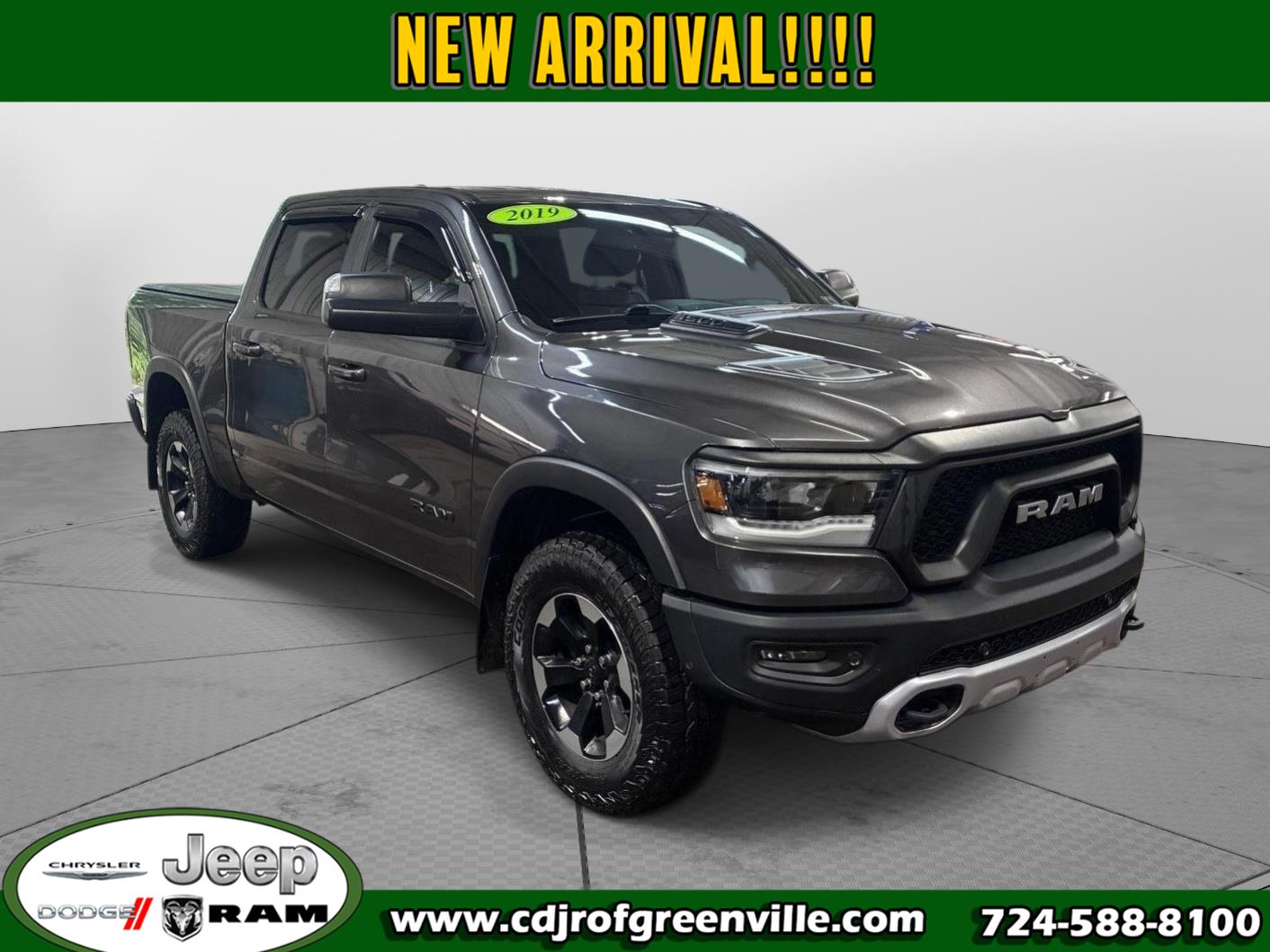 Gray (Granite Crystal Metallic Clearcoat) 2019 RAM 1500 Pickup Truck Four-Wheel Drive 8-Speed Automatic