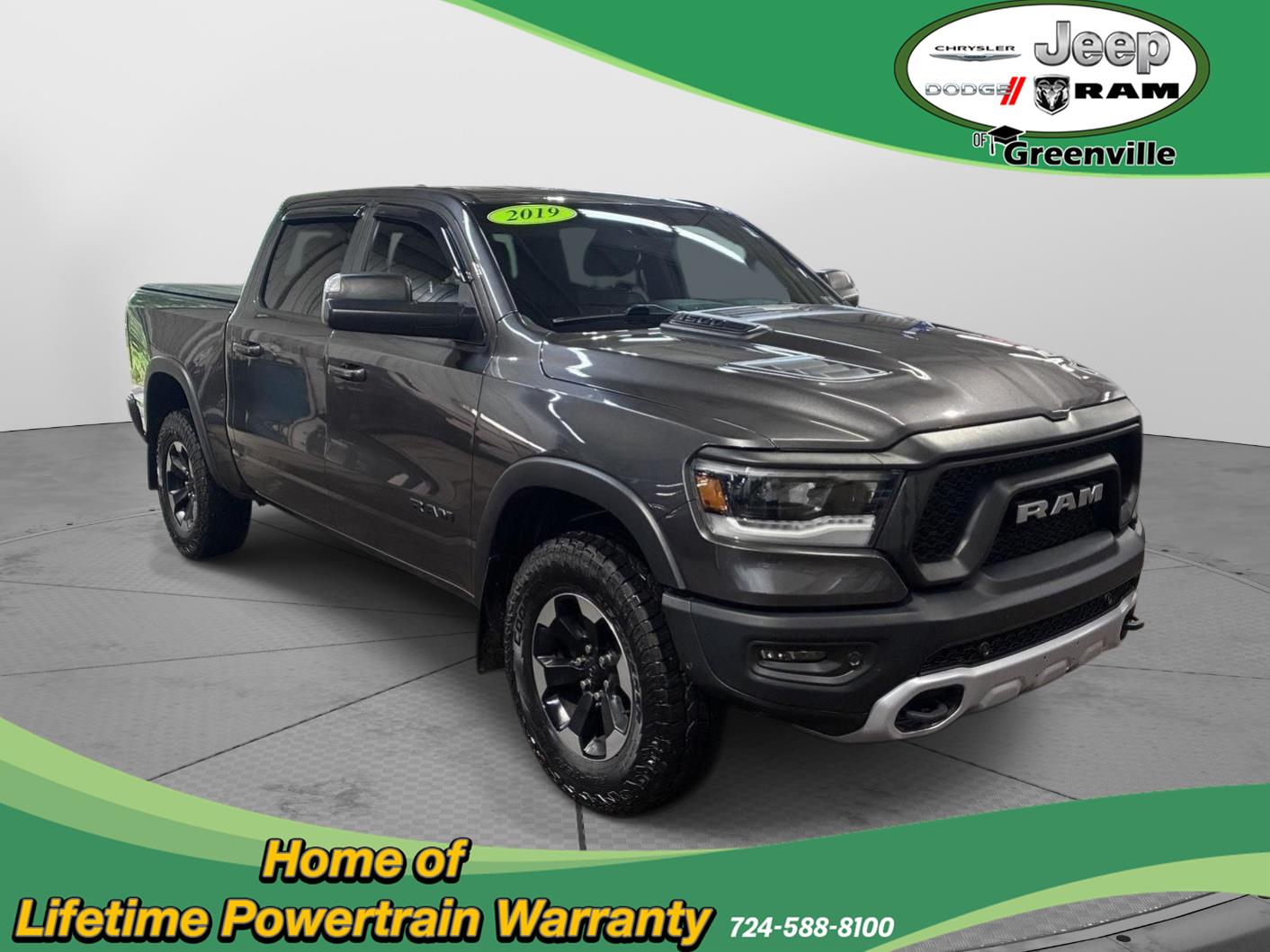 Gray (Granite Crystal Metallic Clearcoat) 2019 RAM 1500 Pickup Truck Four-Wheel Drive 8-Speed Automatic