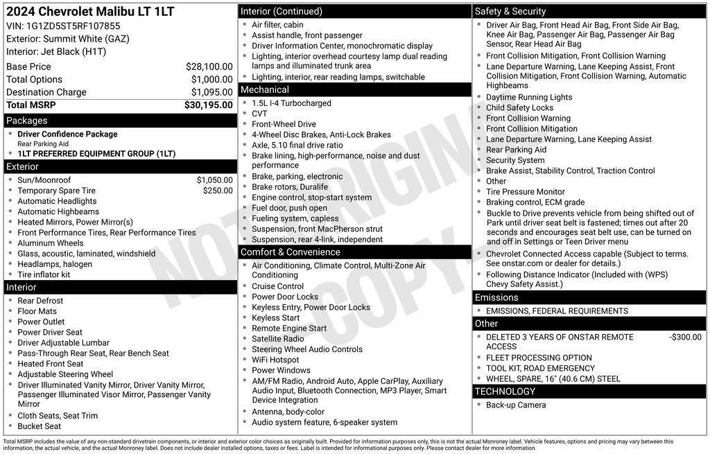 2024 Chevrolet Malibu LT at Turner Chevrolet