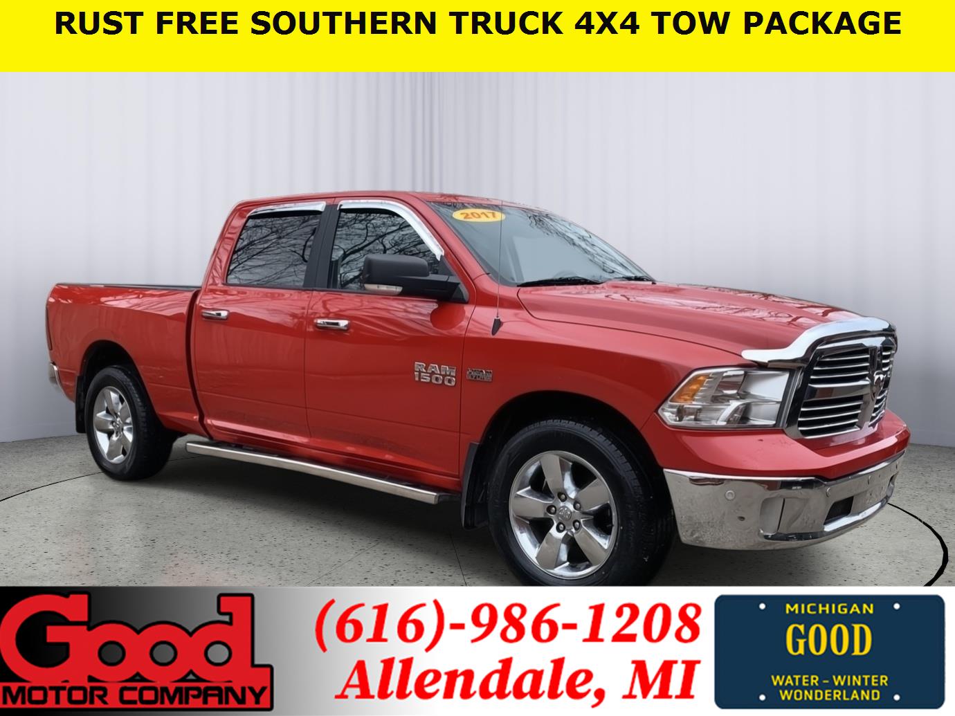 Flame Red Clearcoat 2017 RAM 1500 Big Horn Crew Cab 4WD Pickup Truck Four-Wheel Drive 8-Speed Automatic