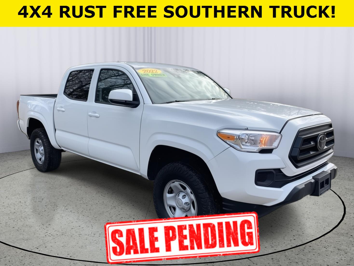 White 2022 Toyota Tacoma SR V6 Double Cab 4WD Pickup Truck Four-Wheel Drive Automatic