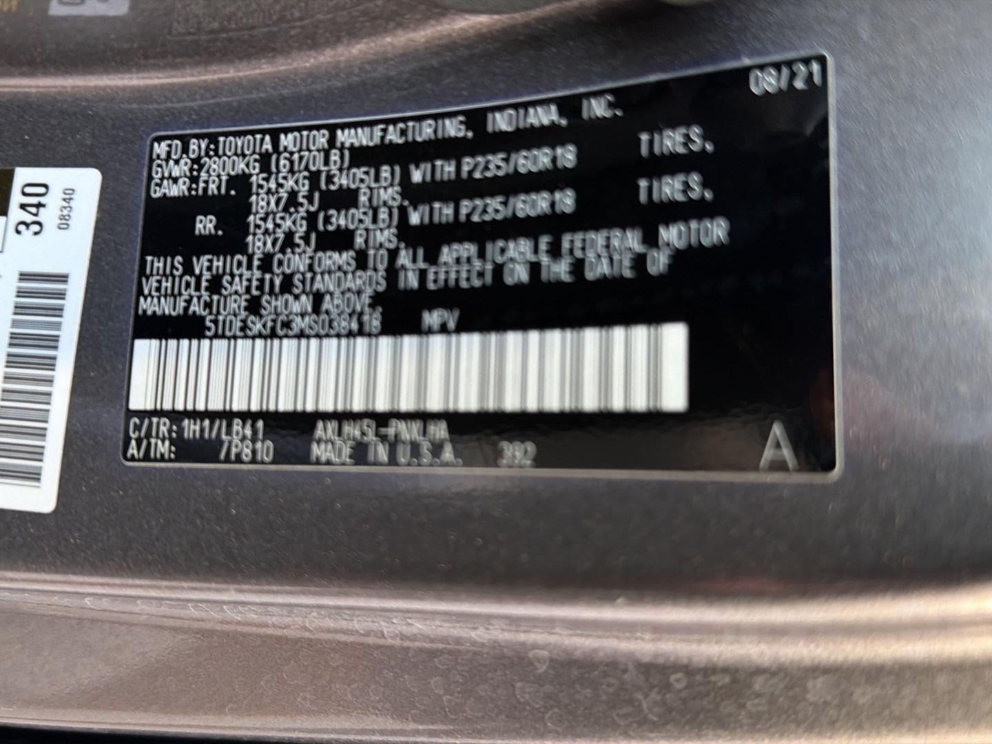 Used 2021 Toyota Sienna Van