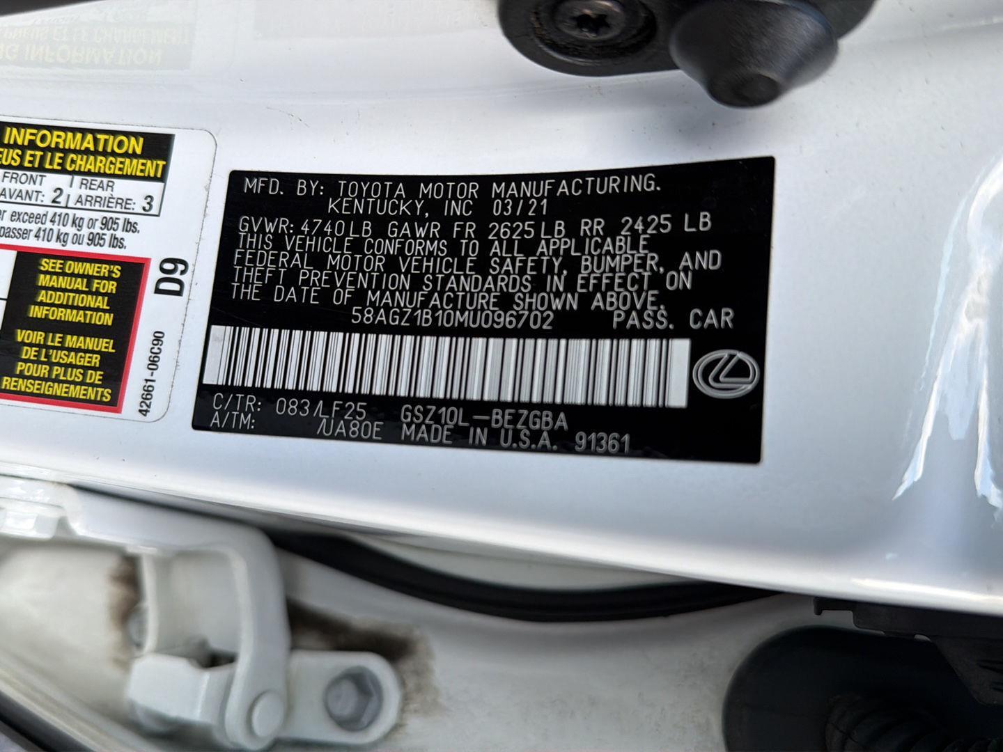 Used 2021 Lexus ES Sedan