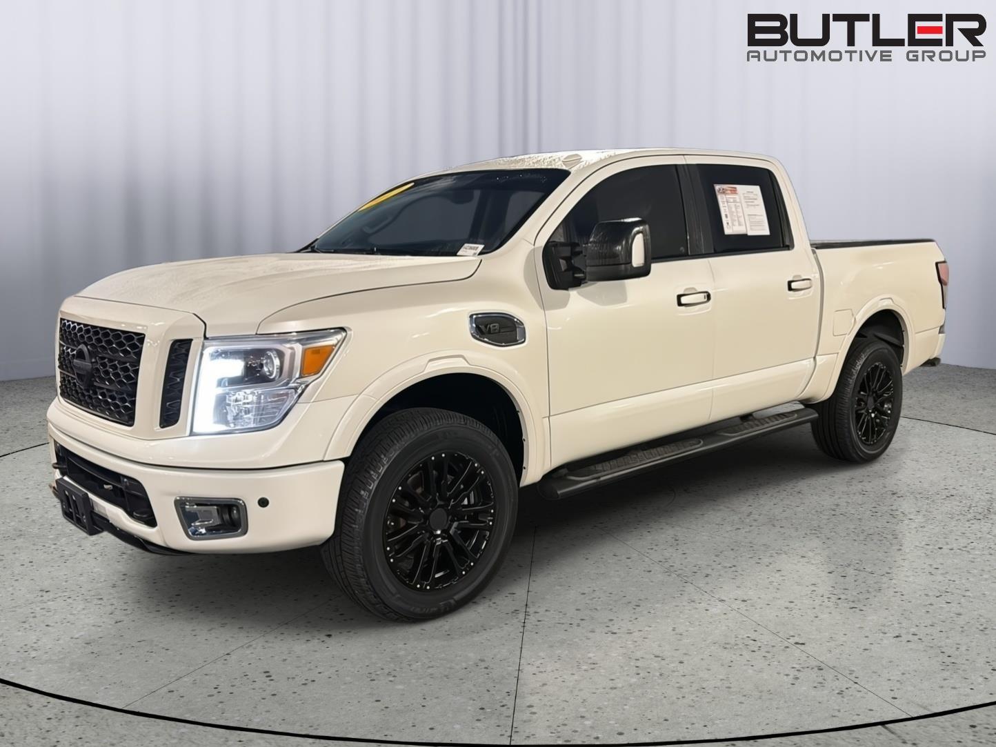 Pearl White 2017 Nissan Titan Pickup Truck Four-Wheel Drive Automatic