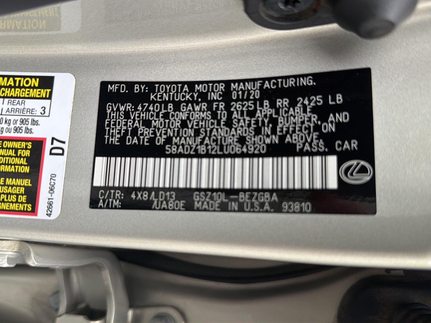 Used 2020 Lexus ES Sedan