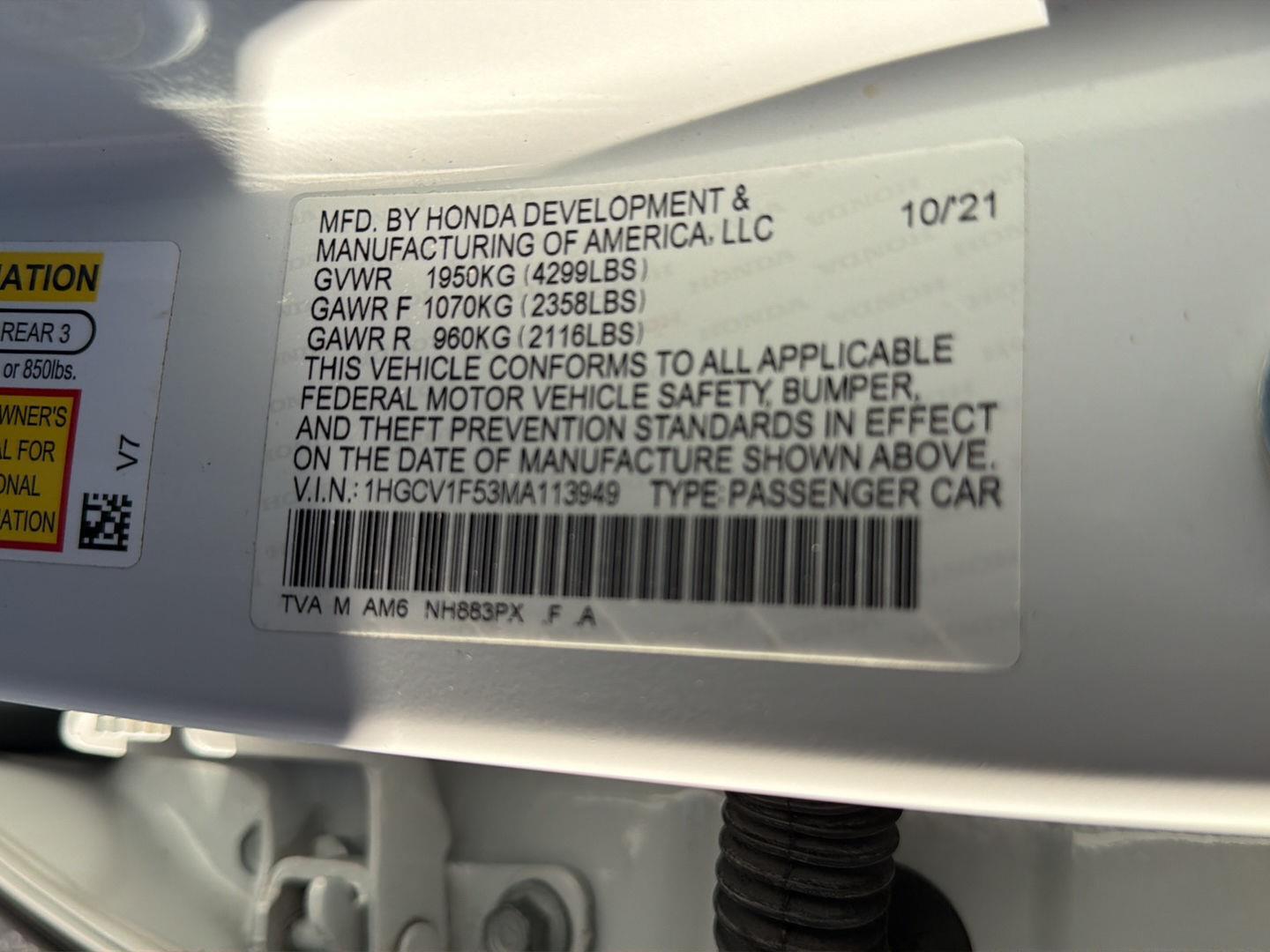 Used 2021 Honda Accord Sedan