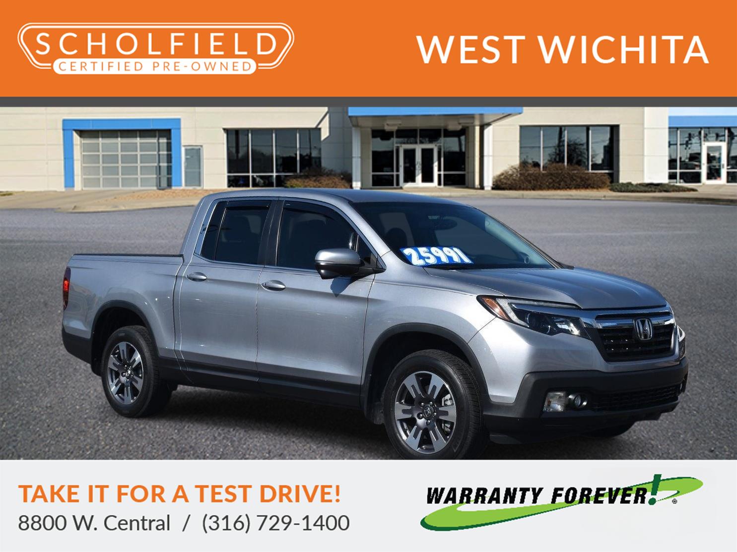 Lunar Silver Metallic 2018 Honda Ridgeline Pickup Truck All-Wheel Drive Automatic