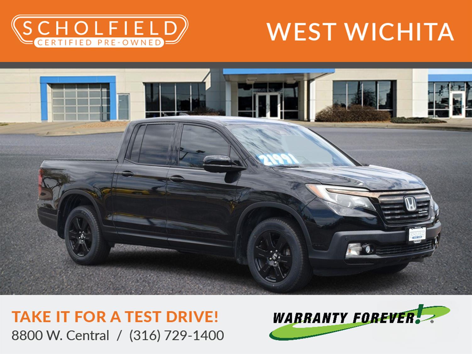Crystal Black Pearl 2017 Honda Ridgeline Pickup Truck All-Wheel Drive Automatic