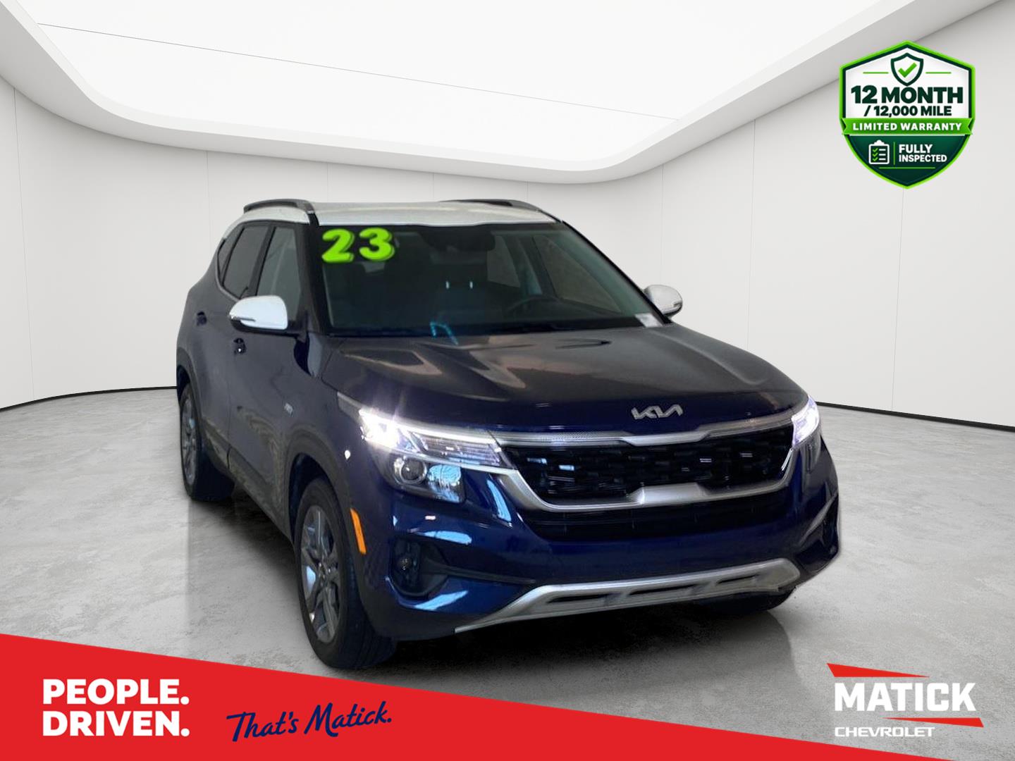 Dark Ocean Blue/White Roof 2023 Kia Seltos SUV / Crossover All-Wheel Drive Continuously Variable Transmission
