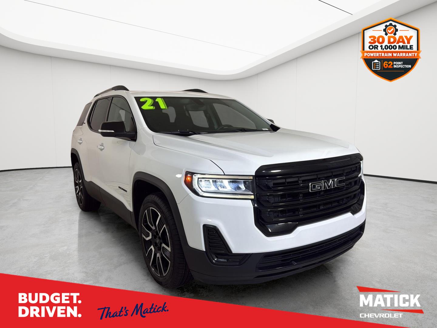 Summit White 2021 GMC Acadia SUV / Crossover Front-Wheel Drive 9-Speed Automatic
