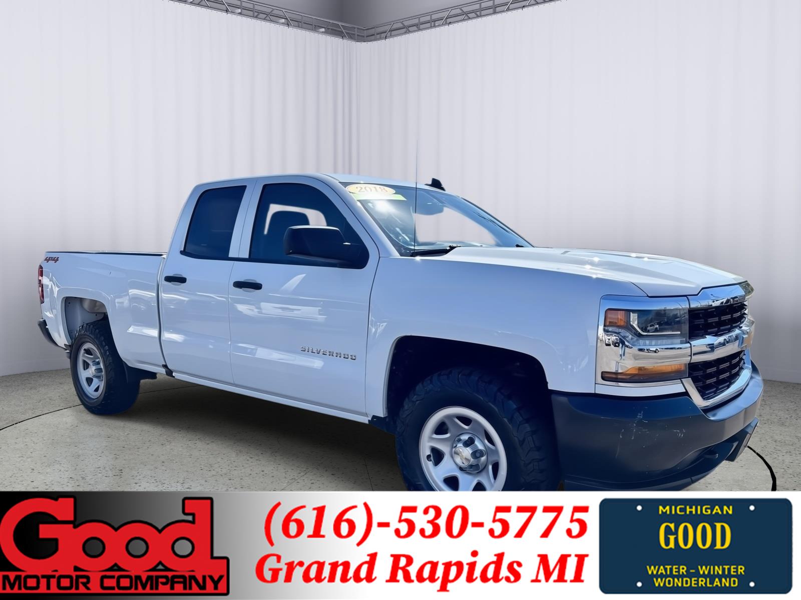Summit White 2018 Chevrolet Silverado 1500 Work Truck Double Cab 4WD Pickup Truck Four-Wheel Drive 6-Speed Automatic