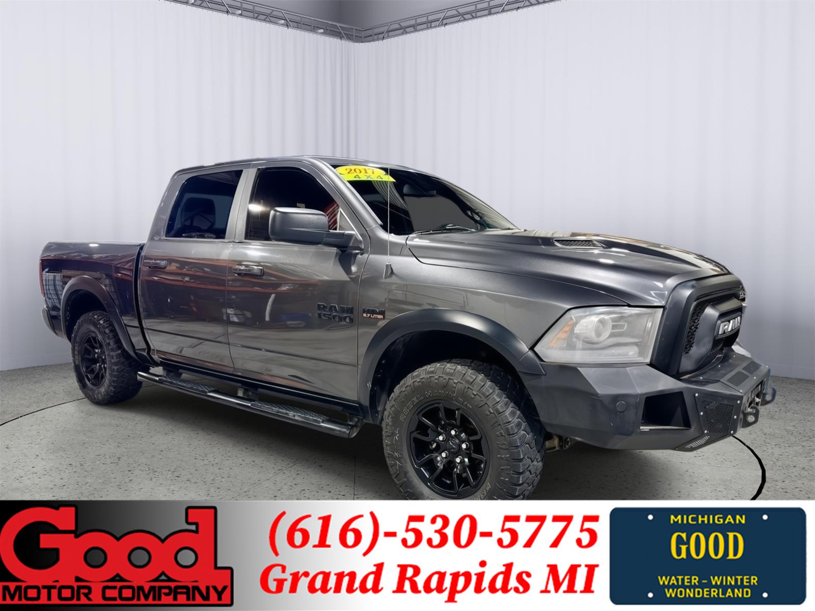 Gray (Granite Crystal Metallic Clearcoat) 2017 RAM 1500 Pickup Truck Four-Wheel Drive 8-Speed Automatic