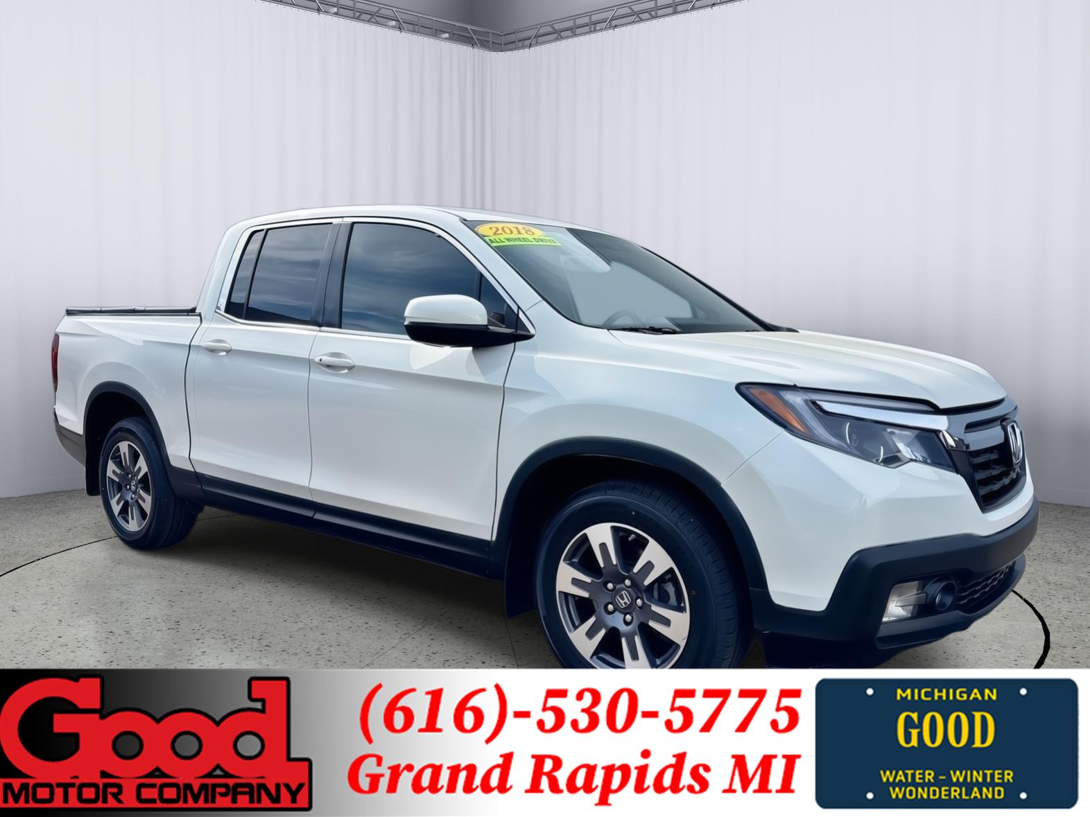 White Diamond Pearl 2018 Honda Ridgeline RTL AWD Pickup Truck All-Wheel Drive Automatic