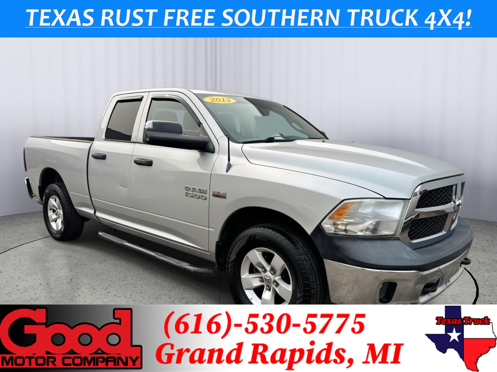 Bright Silver Metallic 2013 RAM 1500 Pickup Truck Four-Wheel Drive 6-Speed Automatic