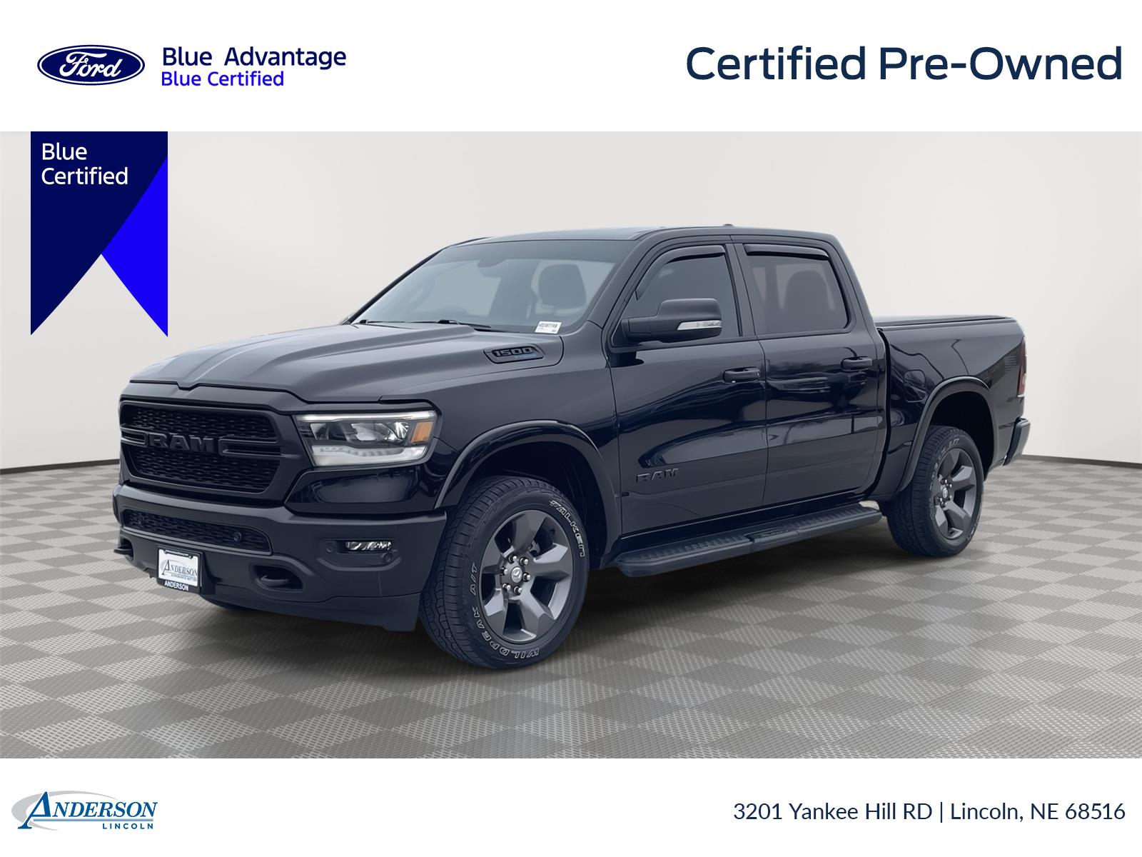 Diamond Black Crystal Pearlcoat 2022 RAM 1500 Big Horn Crew Cab 4WD Pickup Truck Four-Wheel Drive 8-Speed Automatic