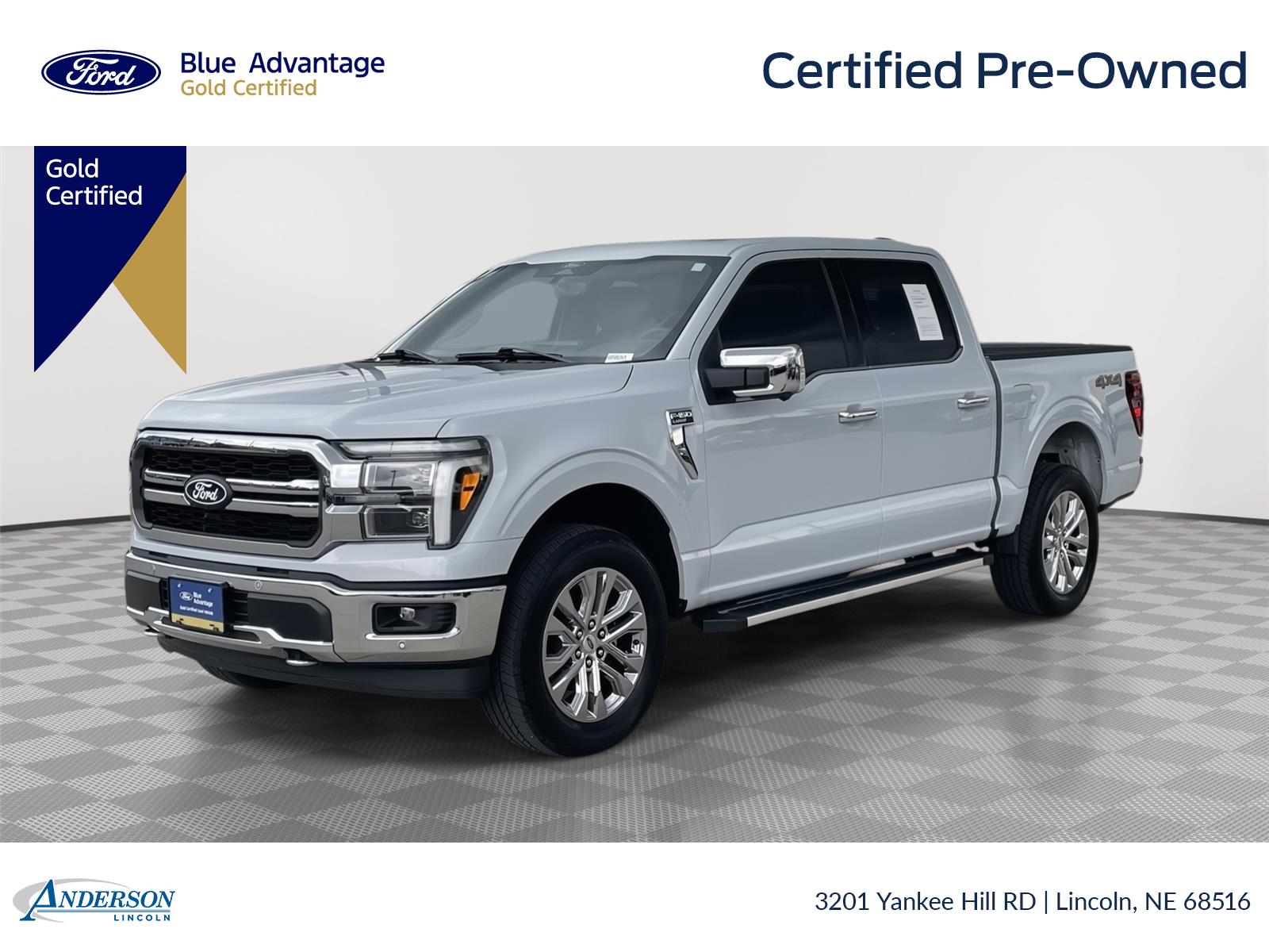 Space White 2025 Ford F-150 Lariat SuperCrew 4WD Pickup Truck Four-Wheel Drive Automatic