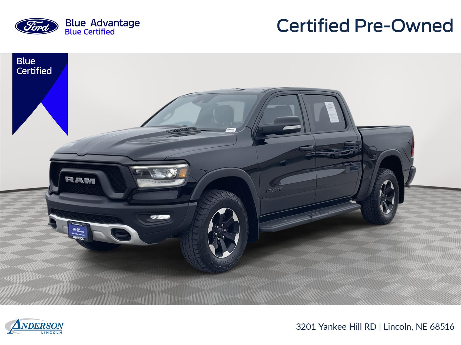 Diamond Black Crystal Pearl 2021 RAM 1500 Rebel Crew Cab 4WD Pickup Truck Four-Wheel Drive 8-Speed Automatic