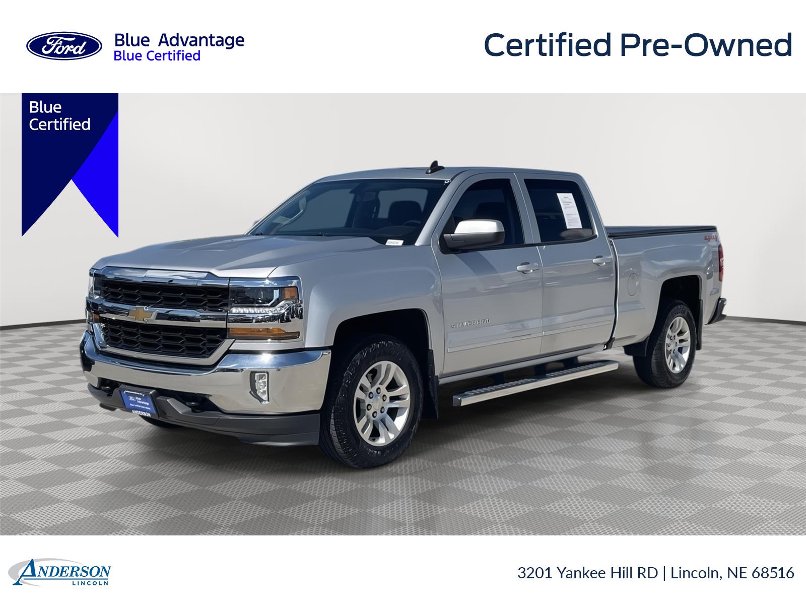 Silver Ice Metallic 2018 Chevrolet Silverado 1500 LT Crew Cab 4WD Pickup Truck Four-Wheel Drive 6-Speed Automatic