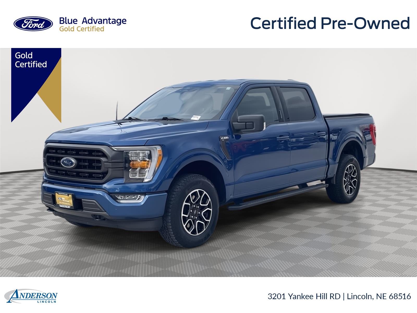 Atlas Blue 2022 Ford F-150 Pickup Truck Four-Wheel Drive Automatic