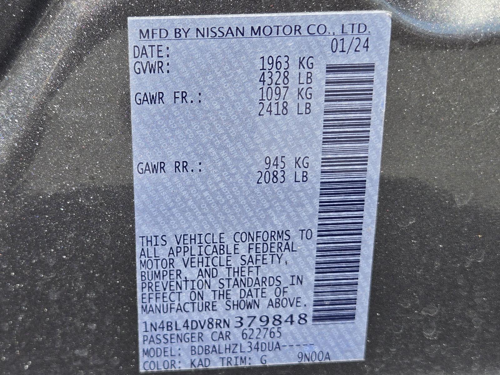2024 Nissan Altima 2.5 SV at Robbins Nissan