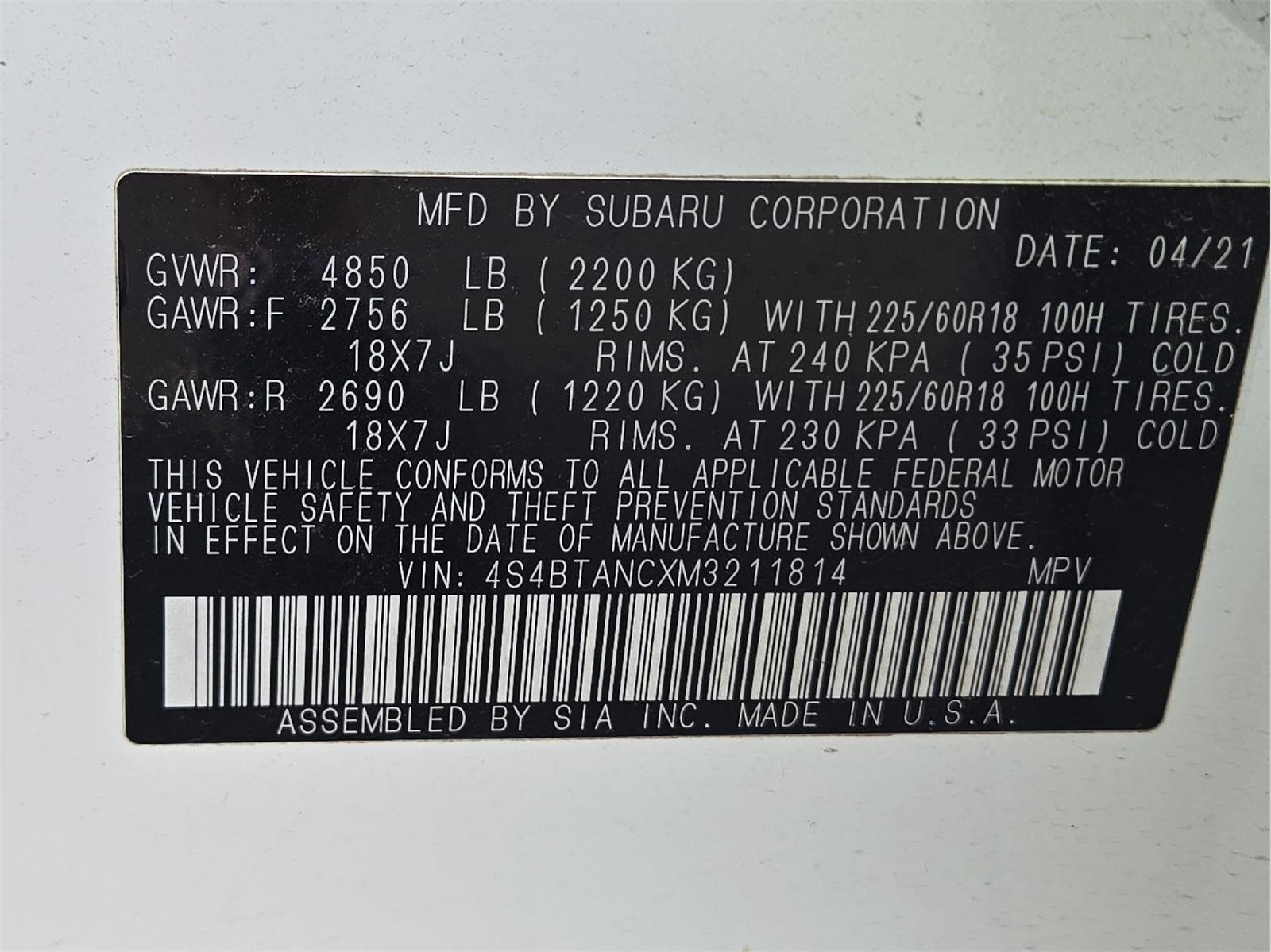 2021 Subaru Outback photo 37 of 37