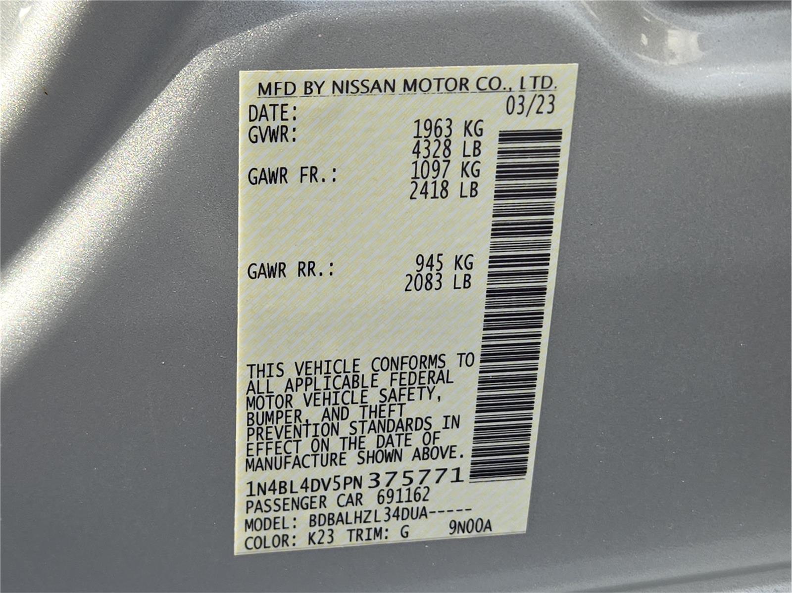 2023 Nissan Altima 2.5 SV at Robbins Nissan