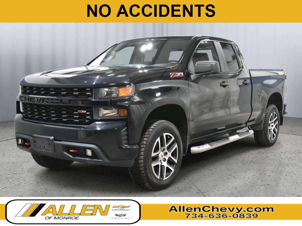 Black 2019 Chevrolet Silverado 1500 Custom Trail Boss Double Cab 4WD Pickup Truck Four-Wheel Drive 6-Speed Automatic