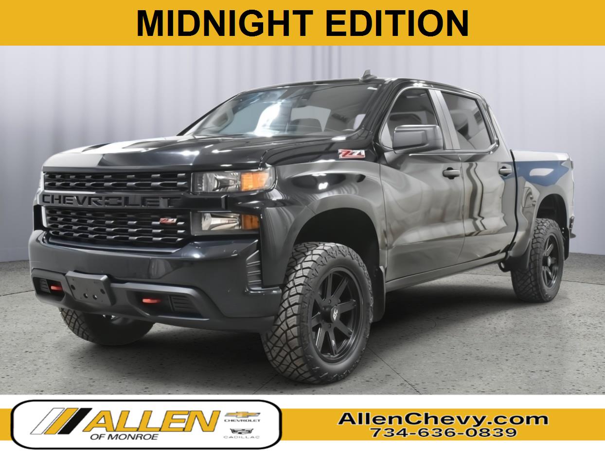 Black 2021 Chevrolet Silverado 1500 Custom Trail Boss Crew Cab 4WD Pickup Truck Four-Wheel Drive 6-Speed Automatic