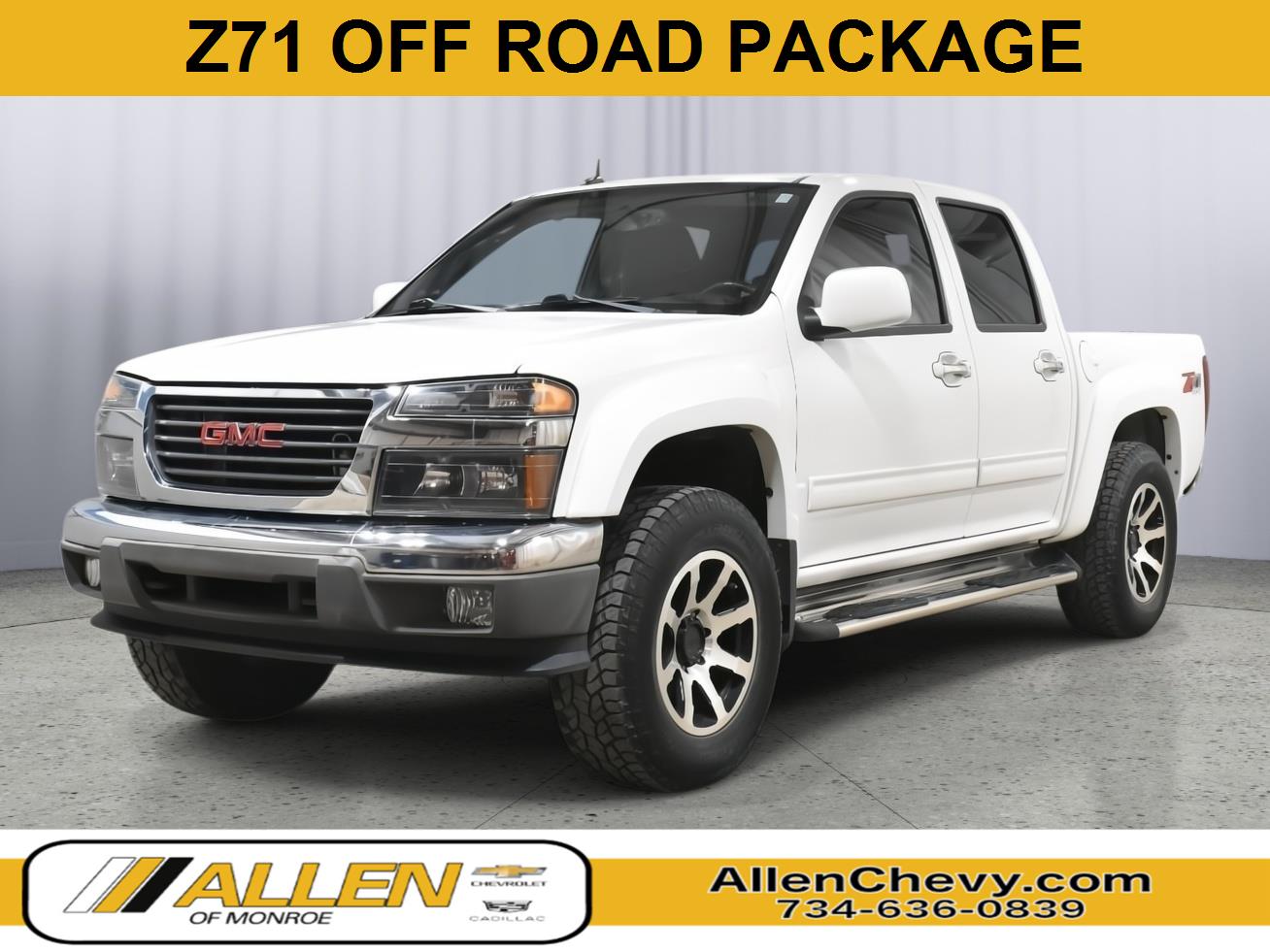 Summit White 2012 GMC Canyon SLE2 Crew Cab 4WD Pickup Truck Four-Wheel Drive 4-Speed Automatic Overdrive