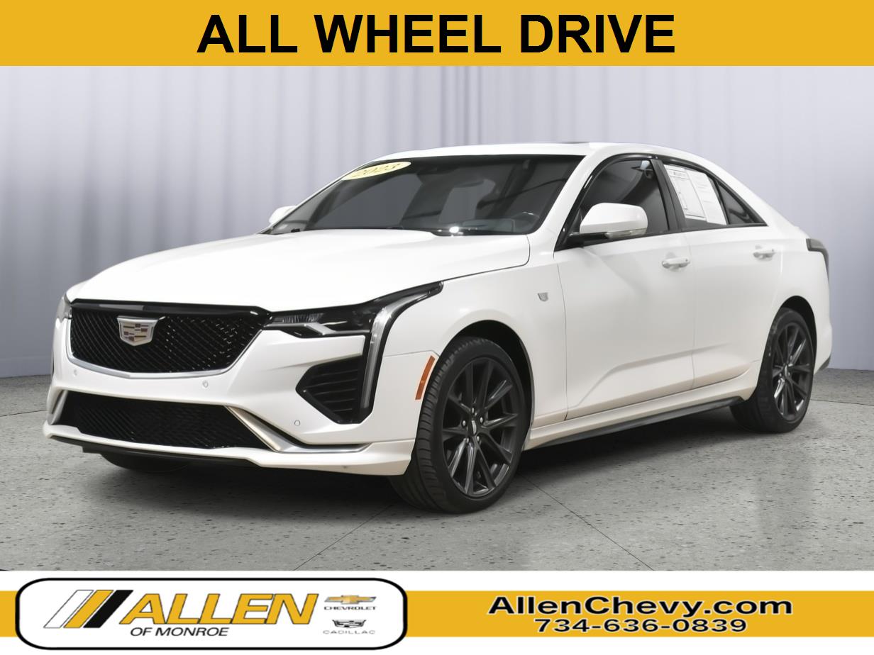 Crystal White Tricoat 2023 Cadillac CT4 Sedan All-Wheel Drive 8-Speed Automatic