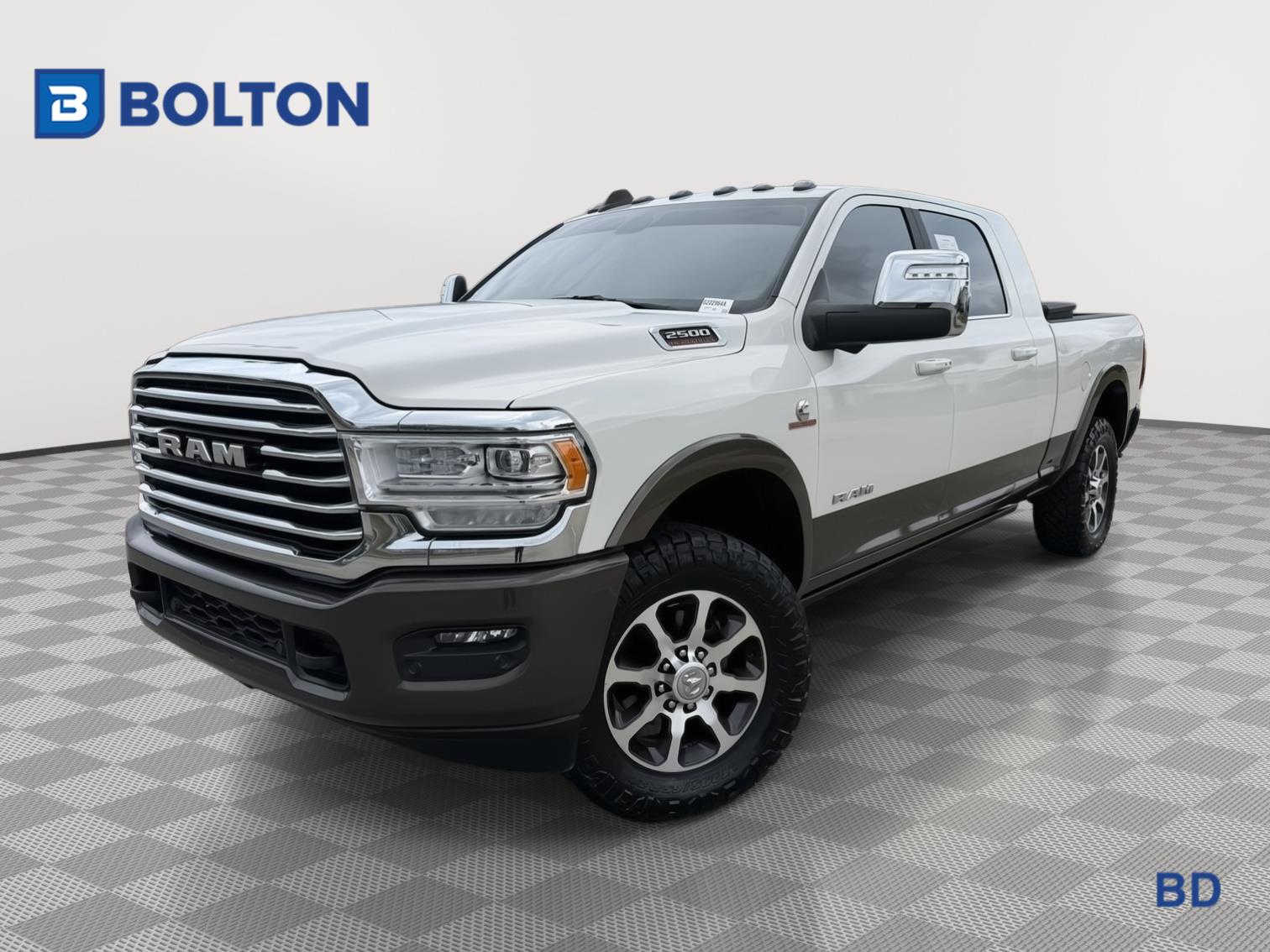 Pearl White 2024 RAM 2500 Limited Longhorn Mega Cab 4WD Pickup Truck Four-Wheel Drive 6-Speed Automatic