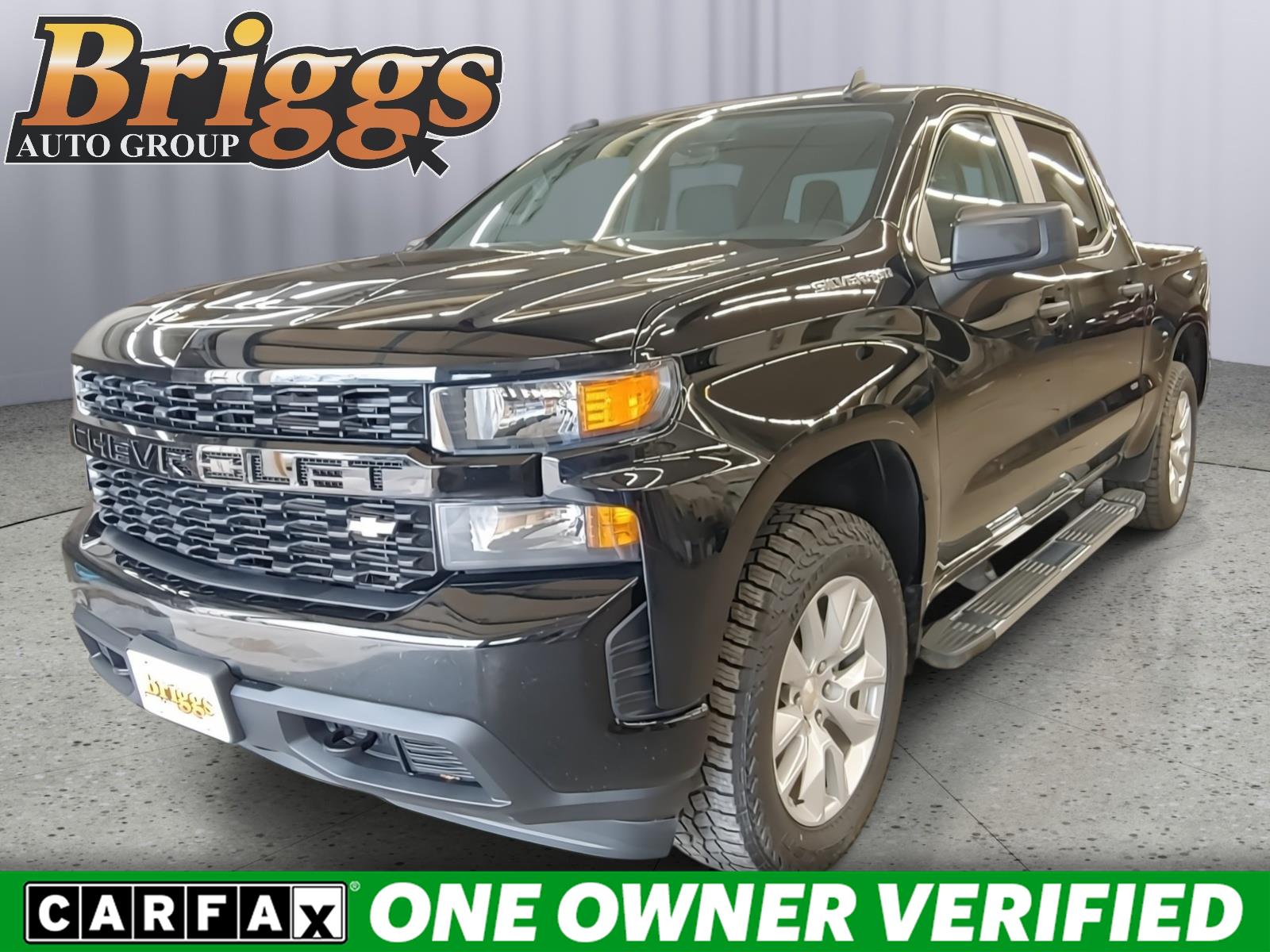 Black 2021 Chevrolet Silverado 1500 Custom Crew Cab 4WD Pickup Truck Four-Wheel Drive 8-Speed Automatic