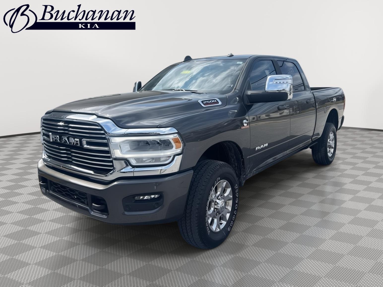 Gray (Granite Crystal Metallic Clearcoat) 2024 RAM 2500 Laramie Crew Cab 4WD Pickup Truck Four-Wheel Drive 6-Speed Automatic