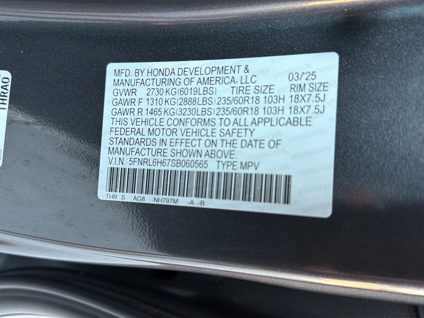 Used 2025 Honda Odyssey Van