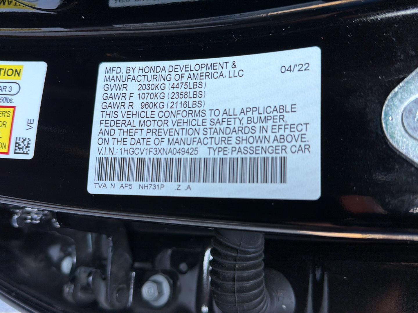 Used 2022 Honda Accord Sedan Sedan