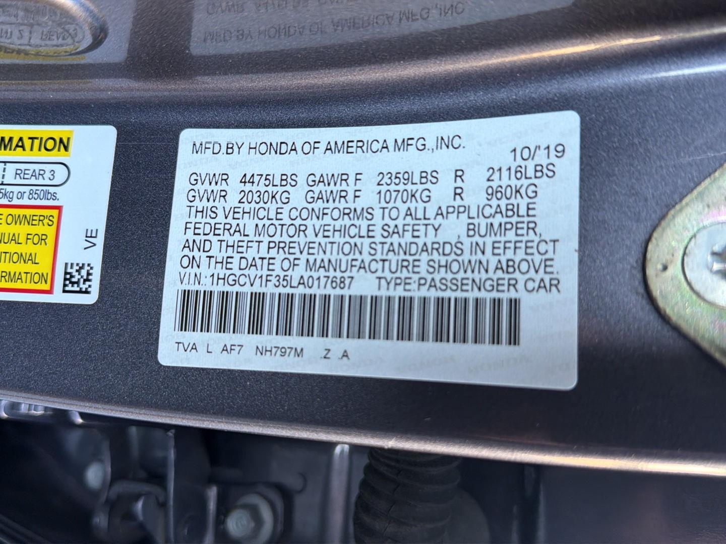 Used 2020 Honda Accord Sedan Sedan