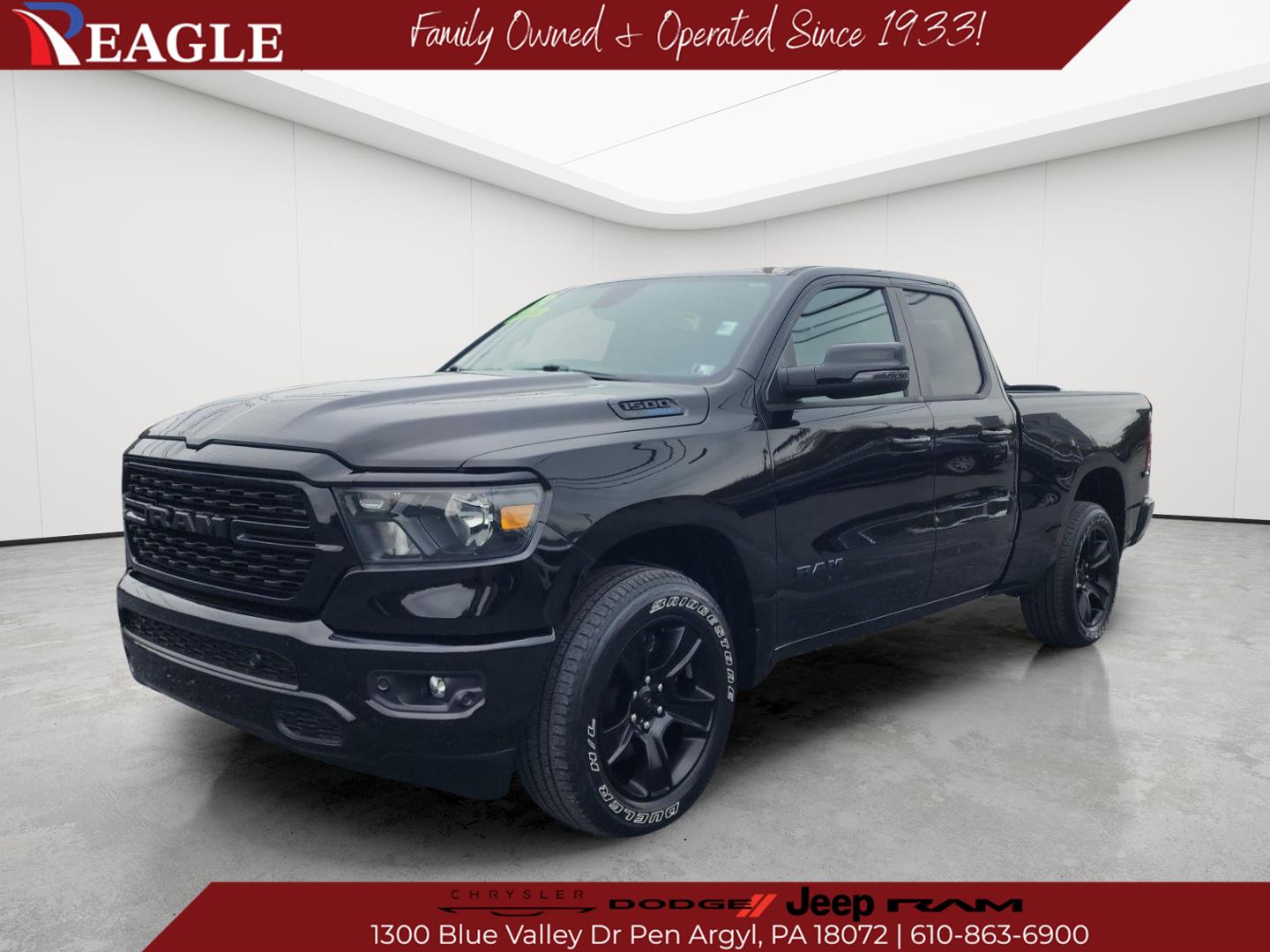 Diamond Black Crystal Pearlcoat 2023 RAM 1500 Pickup Truck Four-Wheel Drive 8-Speed Automatic