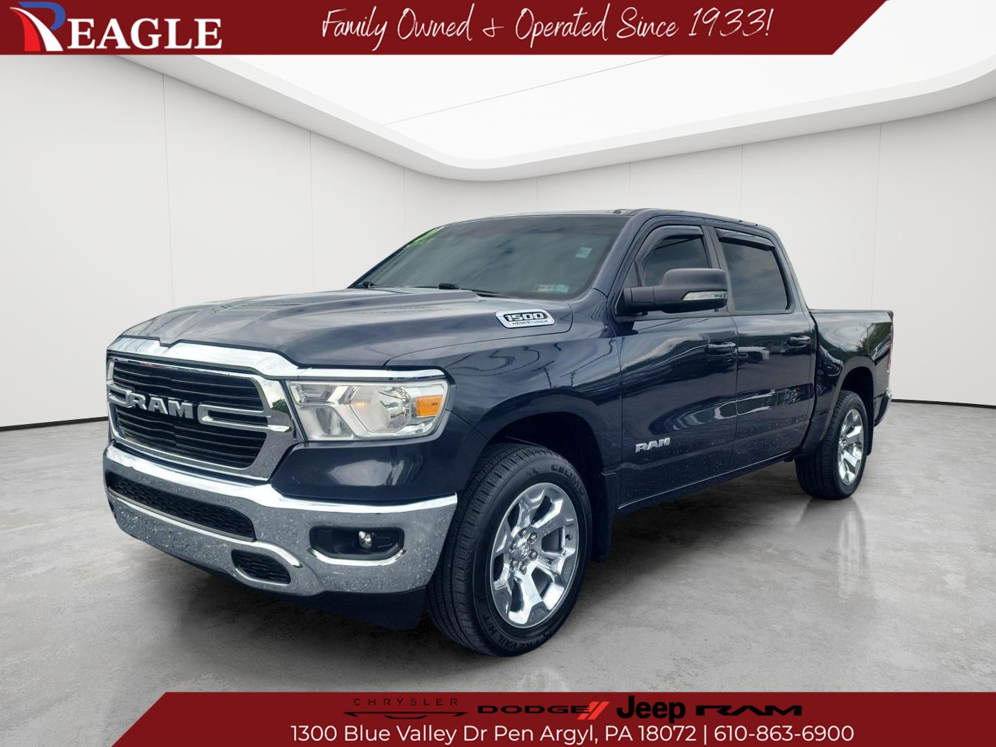 Gray (Maximum Steel Metallic Clearcoat) 2021 RAM 1500 Pickup Truck Four-Wheel Drive 8-Speed Automatic