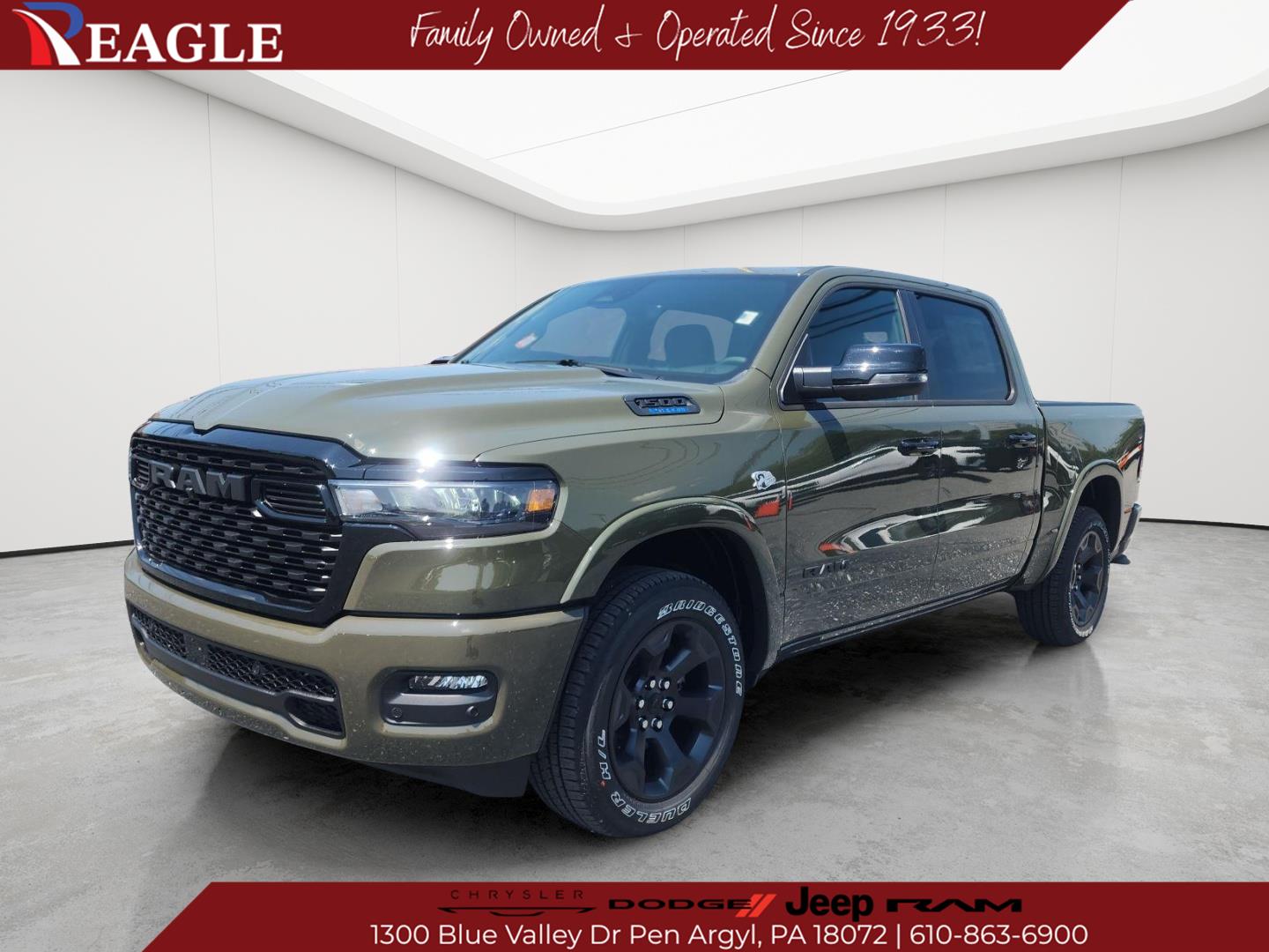 Tank Green 2026 RAM 1500 Pickup Truck Four-Wheel Drive 8-Speed Automatic