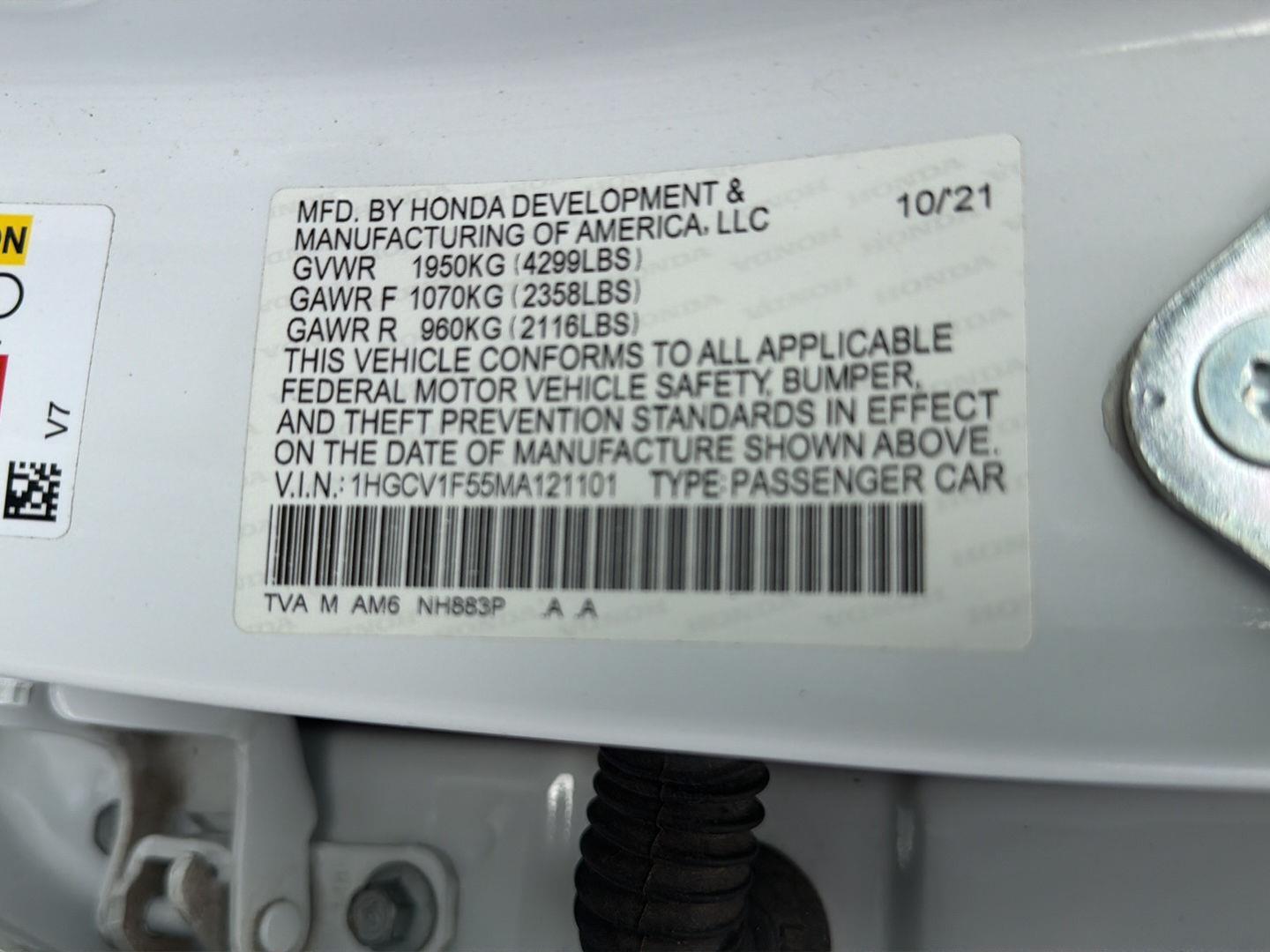 Used 2021 Honda Accord Sedan
