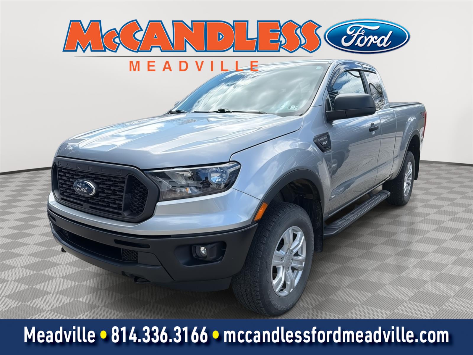 Iconic Silver 2021 Ford Ranger XL SuperCab 4WD Pickup Truck Four-Wheel Drive Automatic
