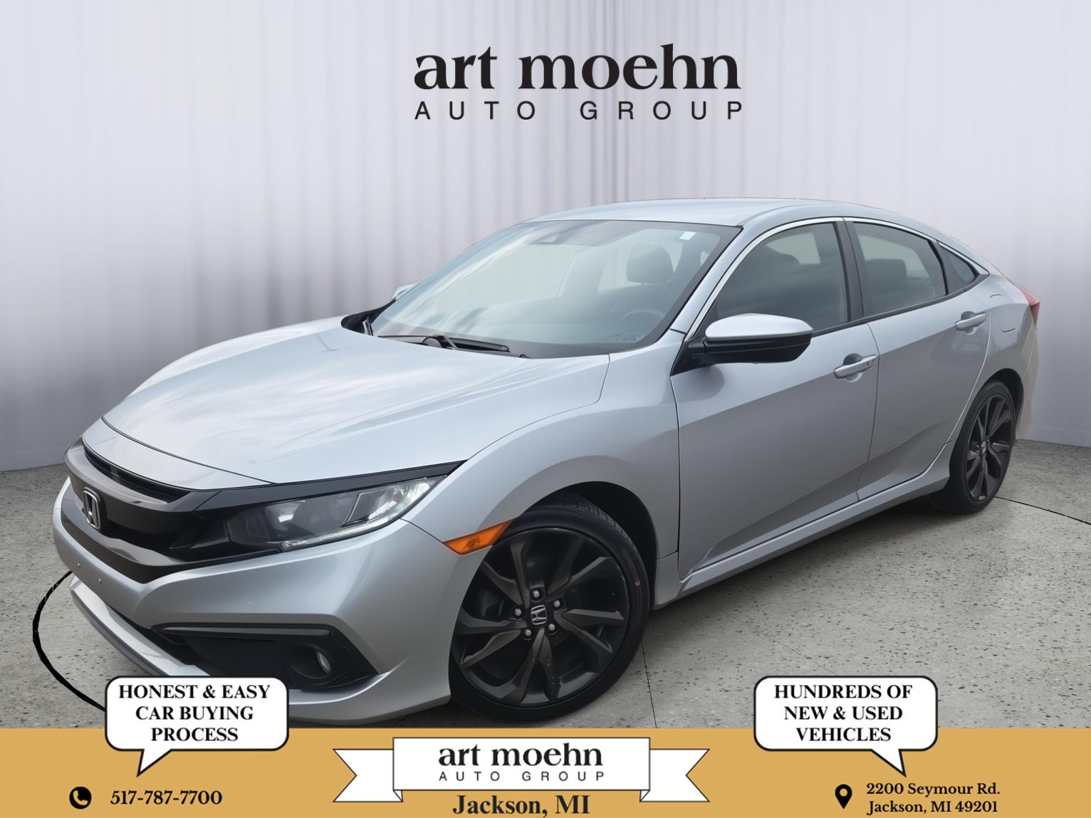 Gray (Modern Steel Metallic) 2021 Honda Civic Sport FWD Sedan Front-Wheel Drive Continuously Variable Transmission