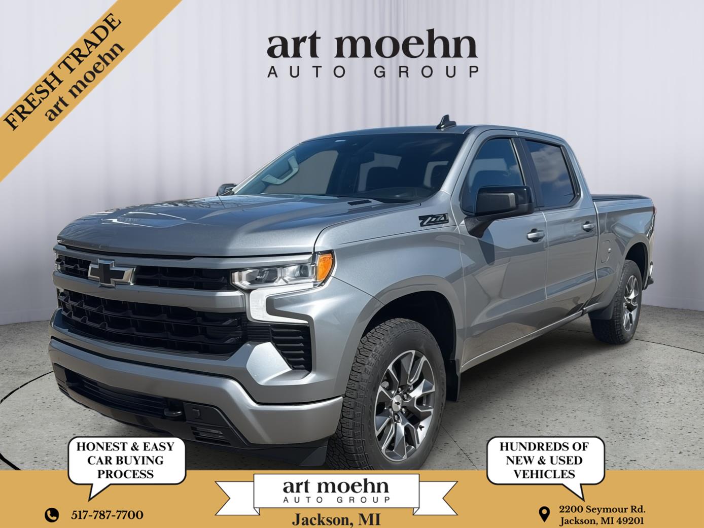 Sterling Gray Metallic 2023 Chevrolet Silverado 1500 RST Crew Cab 4WD Pickup Truck Four-Wheel Drive Automatic