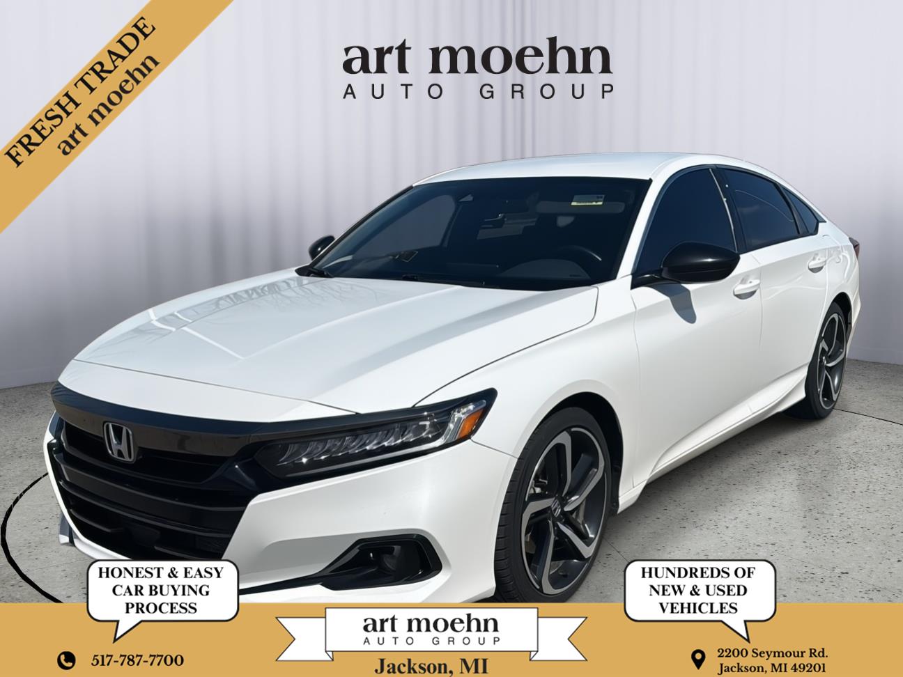 Platinum White Pearl 2022 Honda Accord Sport FWD Sedan Front-Wheel Drive Continuously Variable Transmission