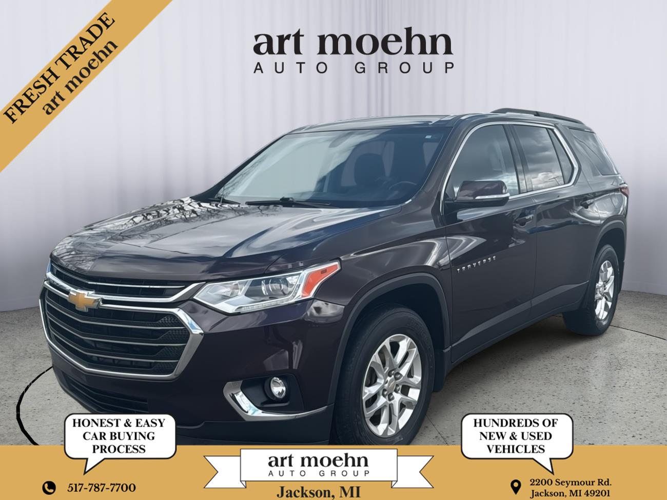 Black Currant Metallic 2019 Chevrolet Traverse LT Cloth AWD SUV / Crossover Four-Wheel Drive 9-Speed Automatic