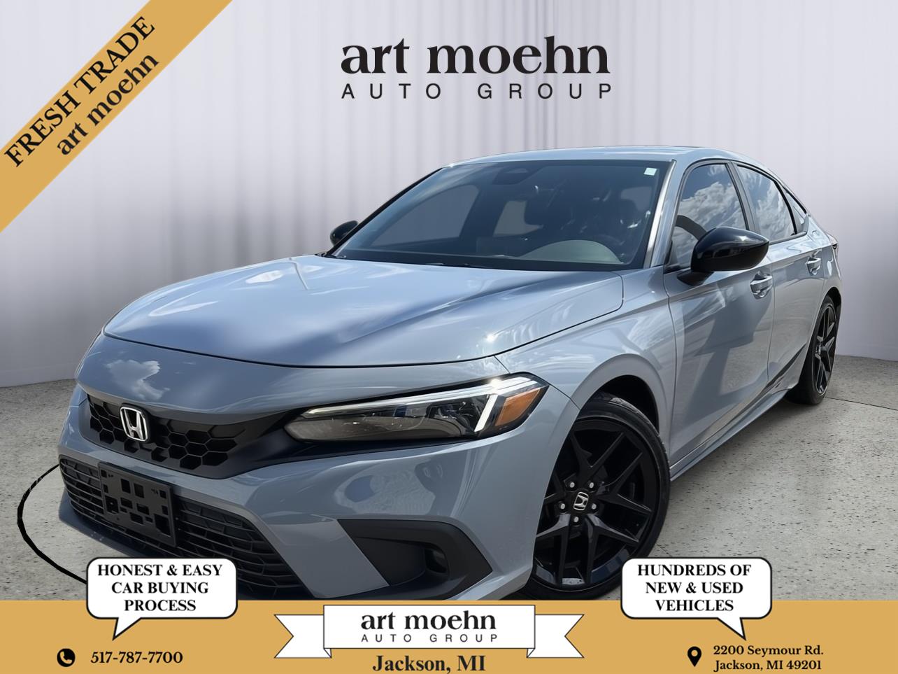 Sonic Gray Pearl 2024 Honda Civic Hatchback Sport FWD Hatchback Front-Wheel Drive Continuously Variable Transmission